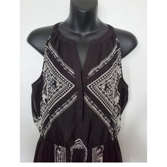 Old Navy Flowy Black & White Sleeveless V-Neck Maxi Dress w Elastic Waist Size M - Picture 5 of 10